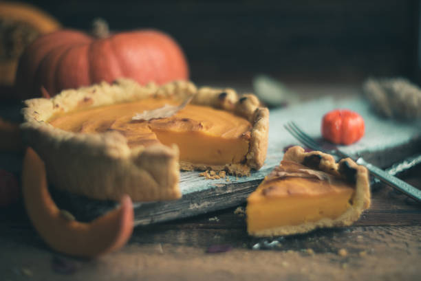 istock Festive Homemade Pumpkin Pie with Whipped Cream 866396484