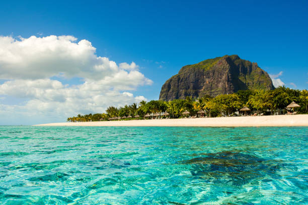 Panoramic view of Mauritius island landscape stock photo