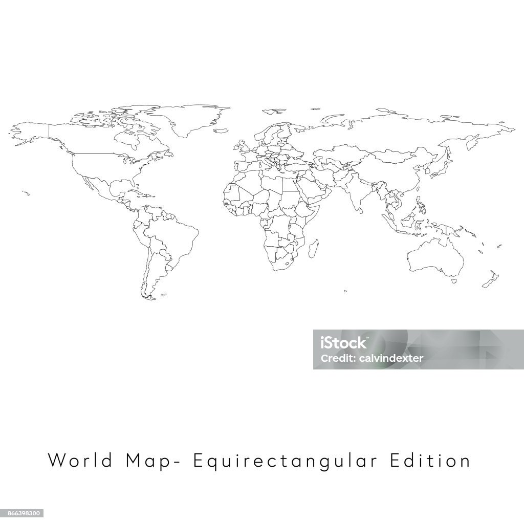 Equirectangular Asia Map World Map Equirectangular Edition Stock Illustration - Download Image ...