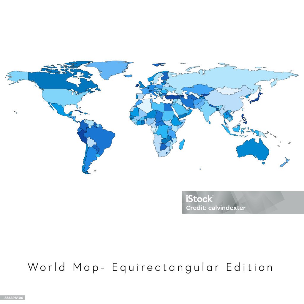 World Rivers Equirectangular World Map Equirectangular Edition Stock Illustration - Download Image ...