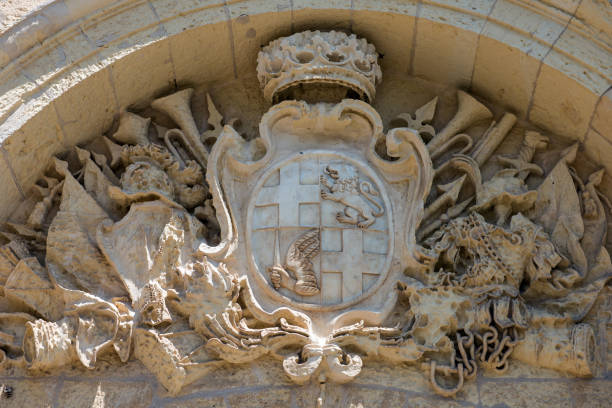 istock Carved stone ornament on a building 866401226
