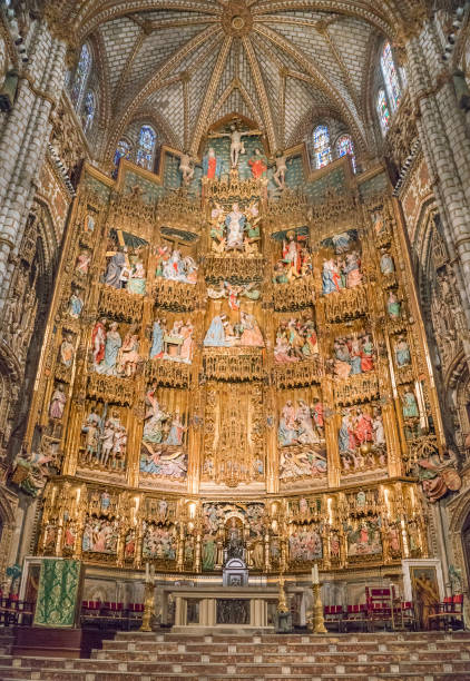 Main Altar in the Primate Cathedral of Saint Mary in Toledo Spain stock photo