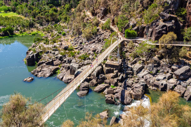 suspension bridge - launceston - launceston imagens e fotografias de stock