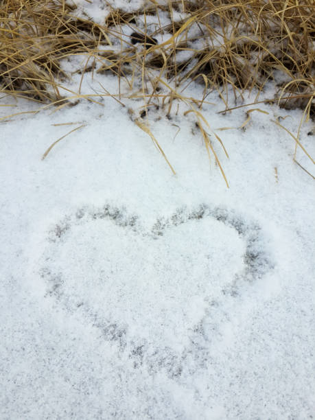 istock Drawing heart shape on the snow 866425072