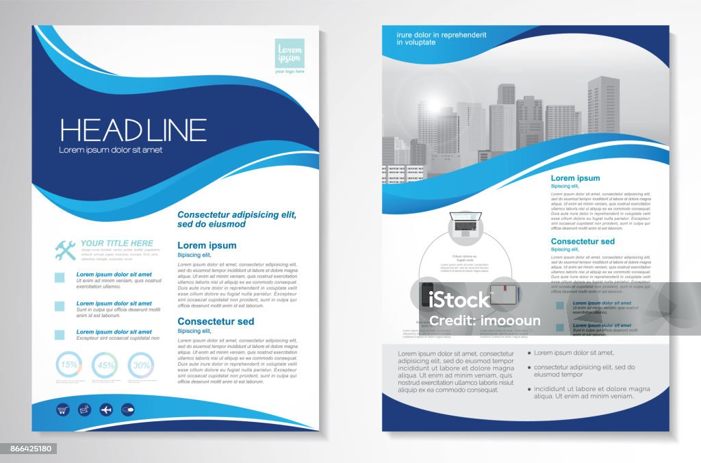 Vector Brochure Flyer design Layout template size A4, Front page and back page, infographics. Easy to use and edit. Curve stock vector