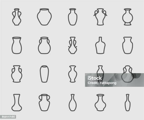 Vase Line Icon Stock Illustration - Download Image Now - Vase, Icon Symbol, Flower Pot