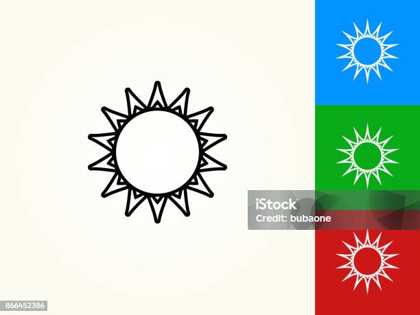 Ilustración de Símbolo Del Sol Negro Trazo Lineal Icono y más Vectores