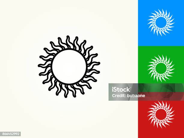 Ilustración de Símbolo Del Sol Negro Trazo Lineal Icono y más Vectores
