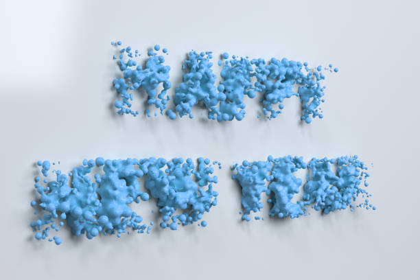 istock Liquid blue Happy New Year words with drops on white background 866453408