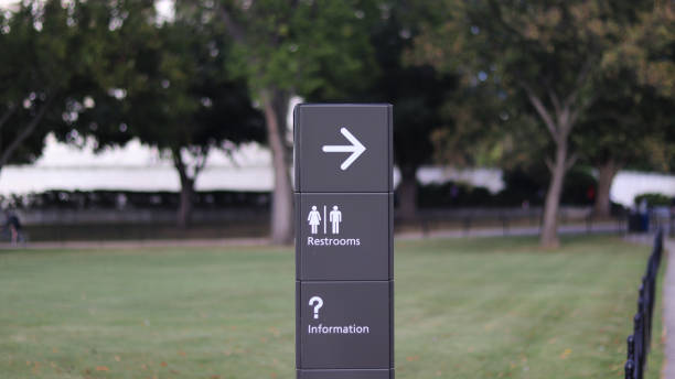 istock Display the restroom signs in the park. 866460088