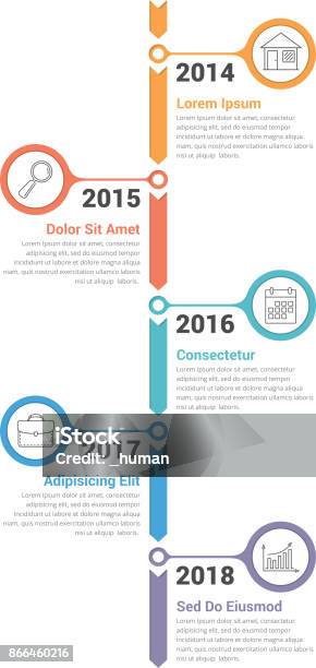 Vertical Timeline Infographics Stock Illustration - Download Image Now - Timeline - Visual Aid, Vertical, Time