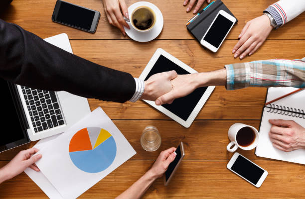 istock Business handshake at office meeting, contract conclusion and successful agreement 866463234