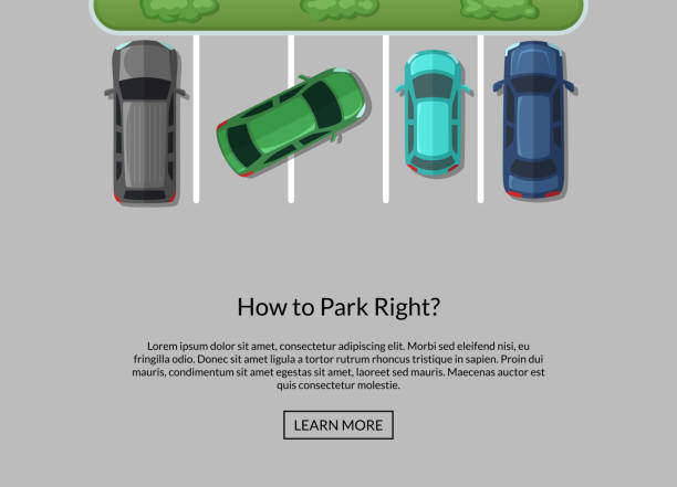 istock Vector parking lot with cars top view illustration 866463456
