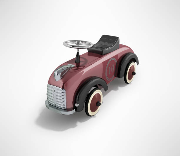 istock Retro typewriter jogging for children burgundy front perspective 3d render on gray background 866464304