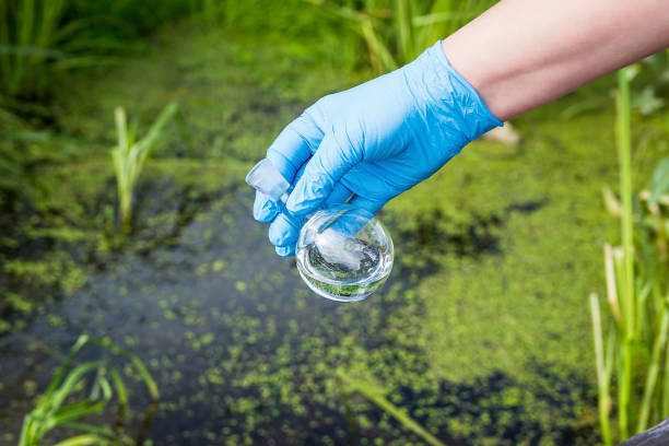 istock Samples of water from the river. Water intake. Water abstraction. Water diversion. 866470818