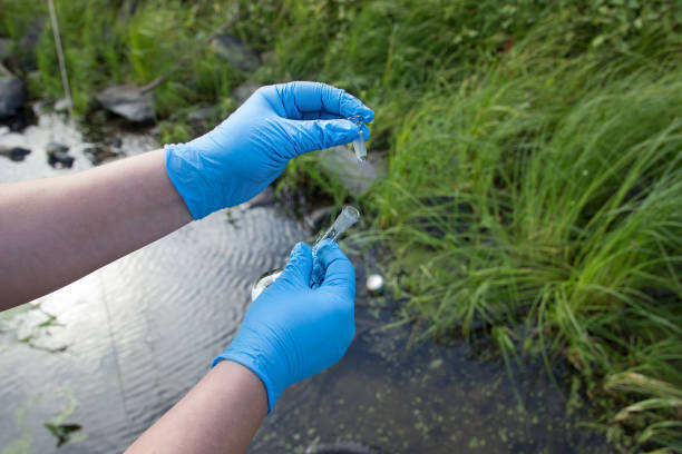 istock Samples of water from the river. Water intake. Water abstraction. Water diversion. 866470852