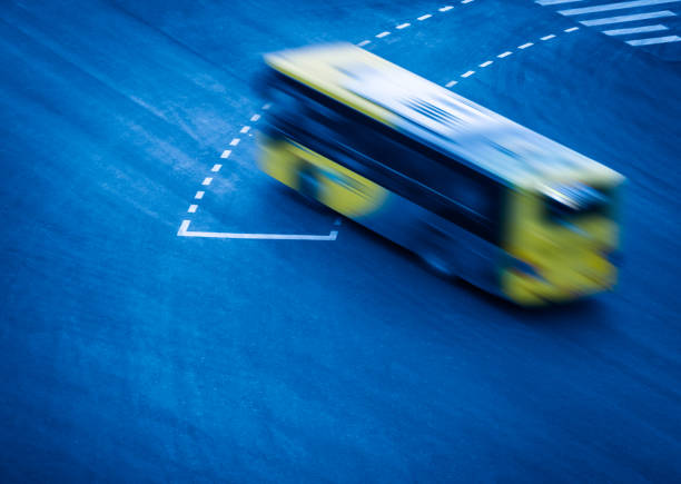 high angle view of car on city intersection,blue toned,tianjin city,china.