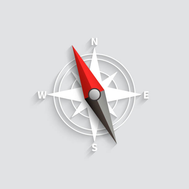 kompass pfeil isoliert 3d vektor-illustration. navigation und richtung symbol - orienteering clip art compass magnet stock-grafiken, -clipart, -cartoons und -symbole
