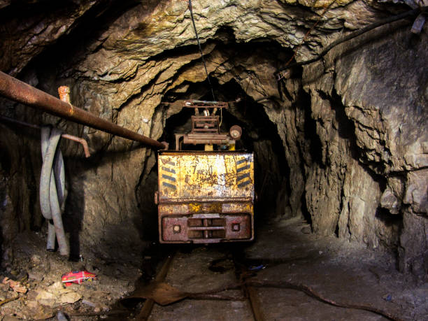 istock The old locomotive in old mine 866482204