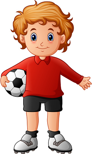 ✓ Imagen de Dibujos animados de niño jugando a la pelota roja Fotografía de  Stock