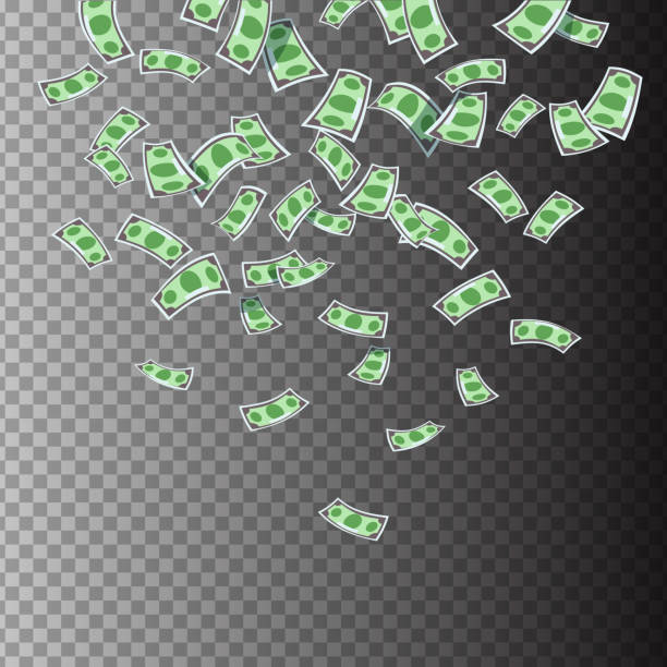 Design concept money rain flat style Vector illustration of falling money banknotes dollars isolated. Design concept money rain flat style. Abundance, luck and success free bingo stock illustrations