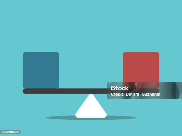 Scales Blue Red Cubes Stock Illustration - Download Image Now - Weight Scale, Scale, Balance