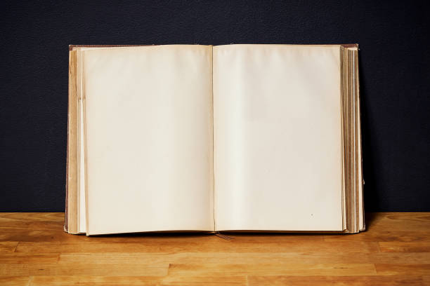 istock empty open book on a bright wooden shelf on the black wall 866487702