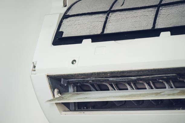 istock Soft focus of dust on dirty air conditioner filter. 866491482