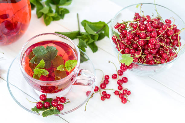 istock Redcurrant drink in transparent glass carafe and cup 866494696