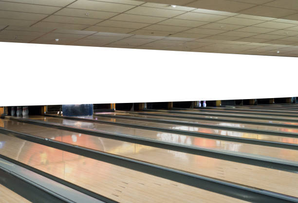 istock Mock up. Big blank billboard in the bowling hall 866494900