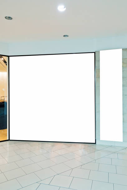 istock Blank store showcase window mock up in shopping mall 866495074