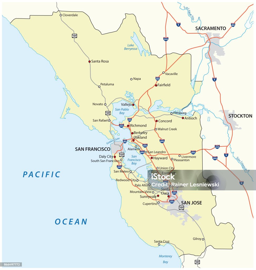 Bay Map San Francisco Bay Area Map Stock Illustration - Download Image Now ...