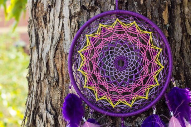 istock Handmade dream catcher with feathers threads and beads rope hanging 866498440
