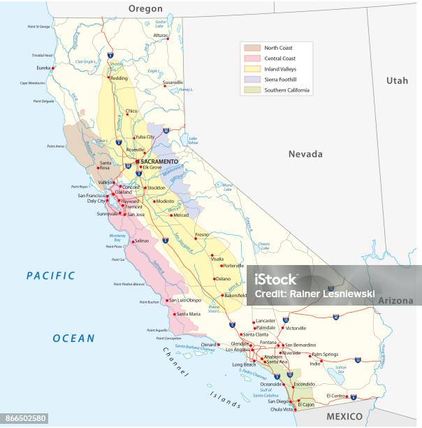 Californias Winegrowing Regions Map Stock Illustration - Download Image Now - Map, California, Wine