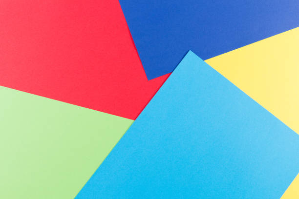istock Color papers geometry flat composition background with yellow, green, red and blue tones 866502642