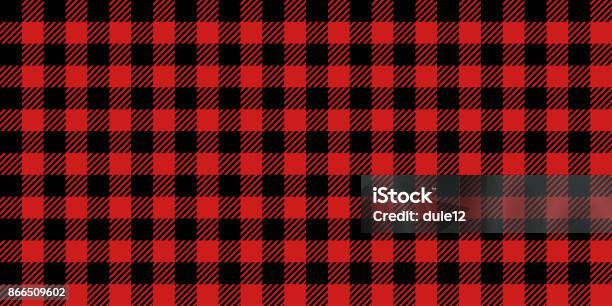 Lumberjack Seamless Pattern In Red And White Stock Illustration - Download Image Now - Plaid, Buffalo Check, Red