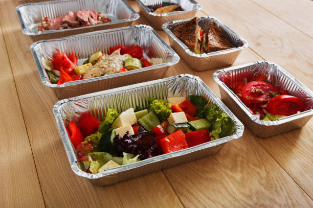 istock Healthy food in boxes, diet concept. 866509628