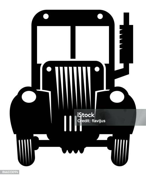 Vintage Retro Tractor Cartoon Stock Illustration - Download Image Now - Agricultural Machinery, Antique, Bus