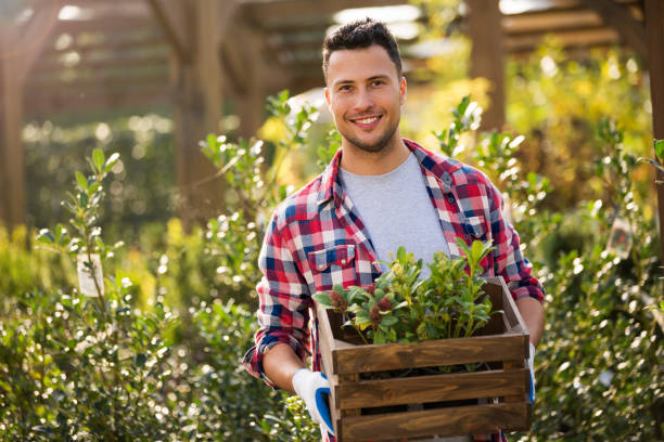 istock Man working in garden center 866513722