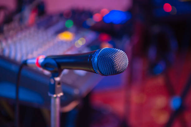 istock Microphone. Microphone close-up. A pub. Bar. A restaurant. Classical music. Music 866514456