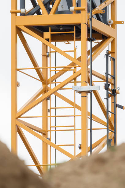 istock Scaffold of a yellow crane on construction site 866522182