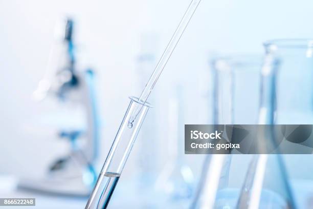 Laboratory Scene With Pipette And Test Tube Stock Photo - Download Image Now - Laboratory, Chemistry, Chemistry Class