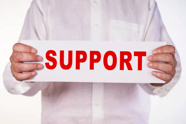 istock Man holding a sign that says Support 866522260