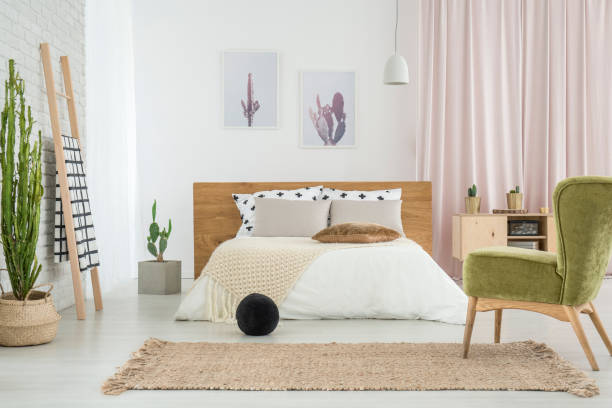 istock Green retro chair in bedroom 866523790
