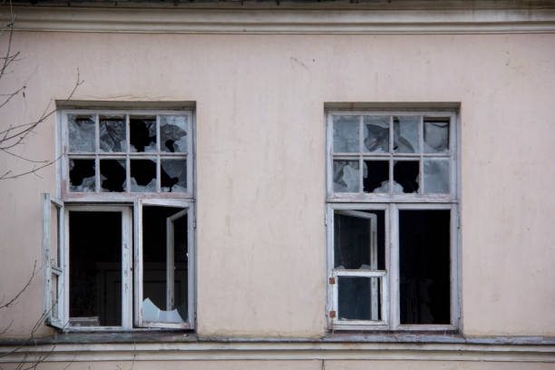 old house with broken Windows the house to be demolishedkuldiga Latvia