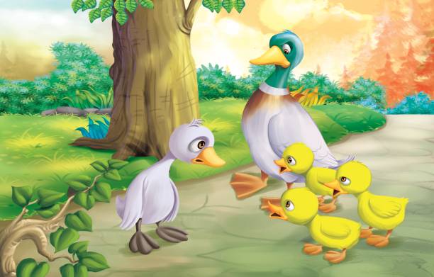 The ugly duckling vector art illustration