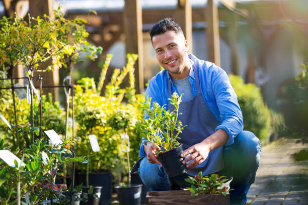 Man working in garden center