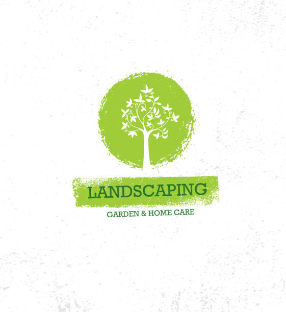 Landscaping Garden And Home Care Creative Organic Vector Old Oak Tree Sign Concept On Rough Grunge Background Landscaping Garden And Home Care Creative Organic Vector Old Oak Tree Sign Concept On Rough Grunge Background. old oak tree stock illustrations