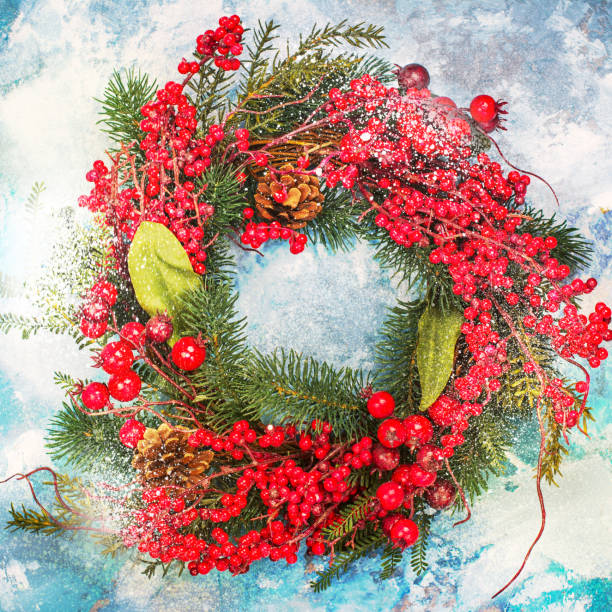 istock Christmas wreath on wooden door 866546980