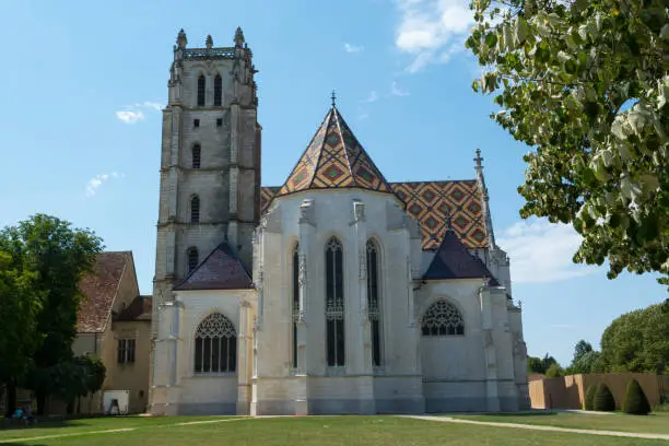 Royal abbey Brou in Bourg-en-Bresse, France, view from outside